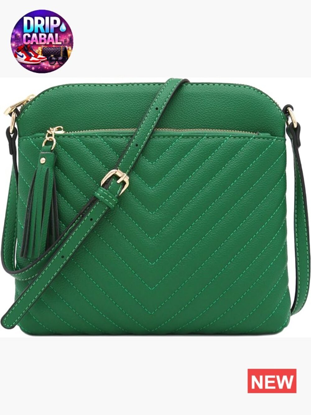 Quilted Crossbody Bag with Tassel Accent Faux Leather